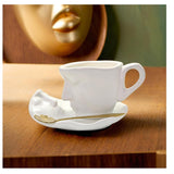 Artistic Face Cup Candle Set, Coffee Scented Soy Wax, Reusable Ceramic Mug With Saucer & Spoon, Unique Gift For Coffee Lovers, Home Decor & Aromatherapy