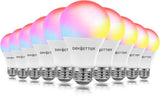 A19 Smart Light Bulbs 10 Pack RGBCW WiFi Color Changing LED 800LM E26 Alexa Google Assistant No Hub