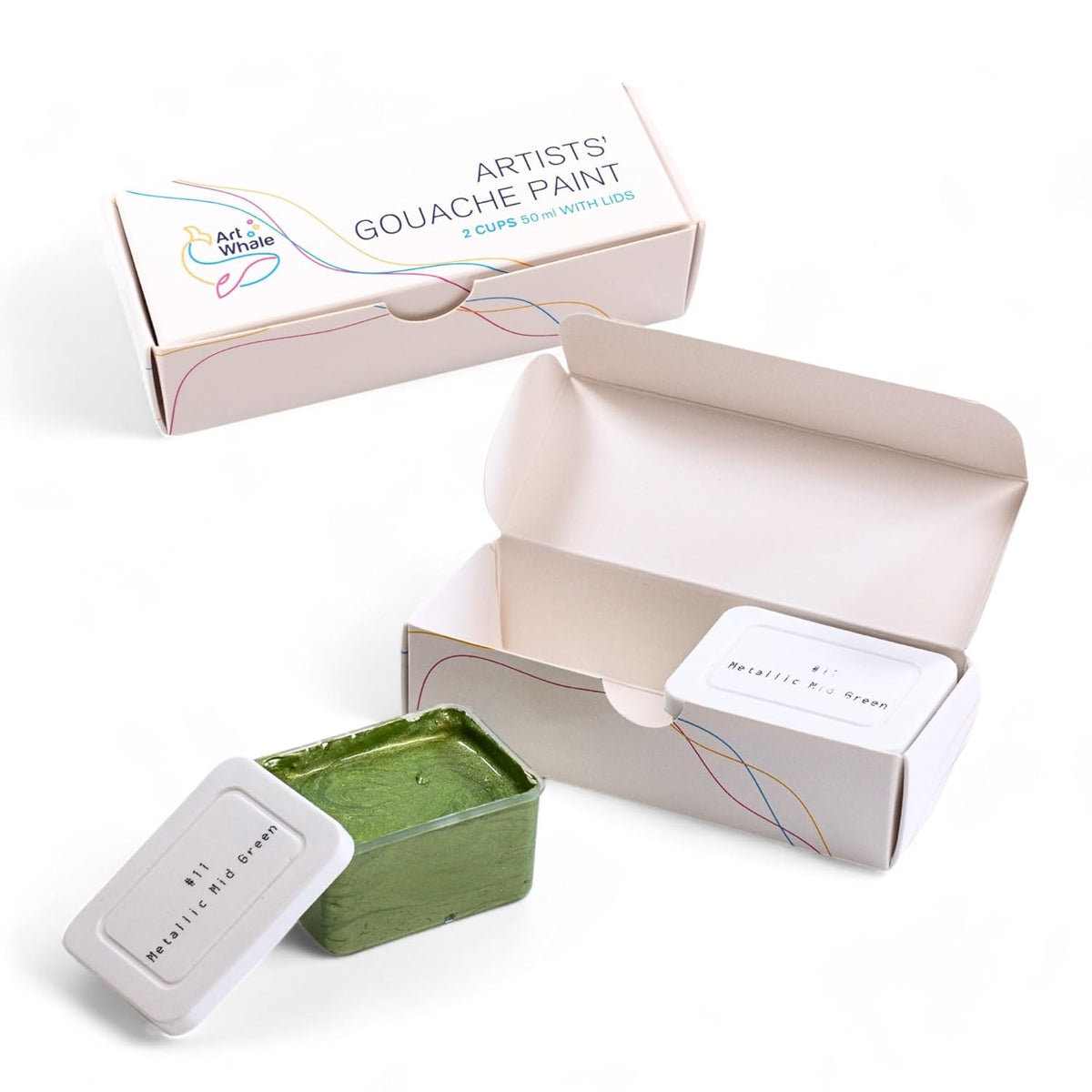 Gouache Metallic Mid Green Refills (50Ml/1.7Oz)|Intense Pigments, Easy Color Refill (2 Pcs.)