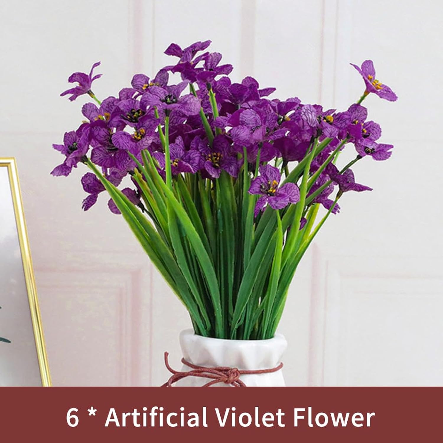 Artificial Violet Flowers, 6 Bundles Fake Flowers Plant Artificial Violet Flowers Uv Resistant Faux Bouquet Decor For Home, Garden And Wedding(Purple)