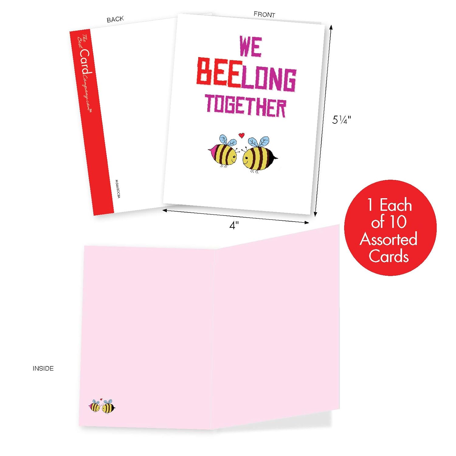 - 10 Funny Assorted Blank Humor Notecards Box Set 4 X 5.12 Inch W/Envelopes Play On Words For Men, Women (10 Designs, 1 Each) - Loving Puns Gone Wild M5660Ocb-B1X10