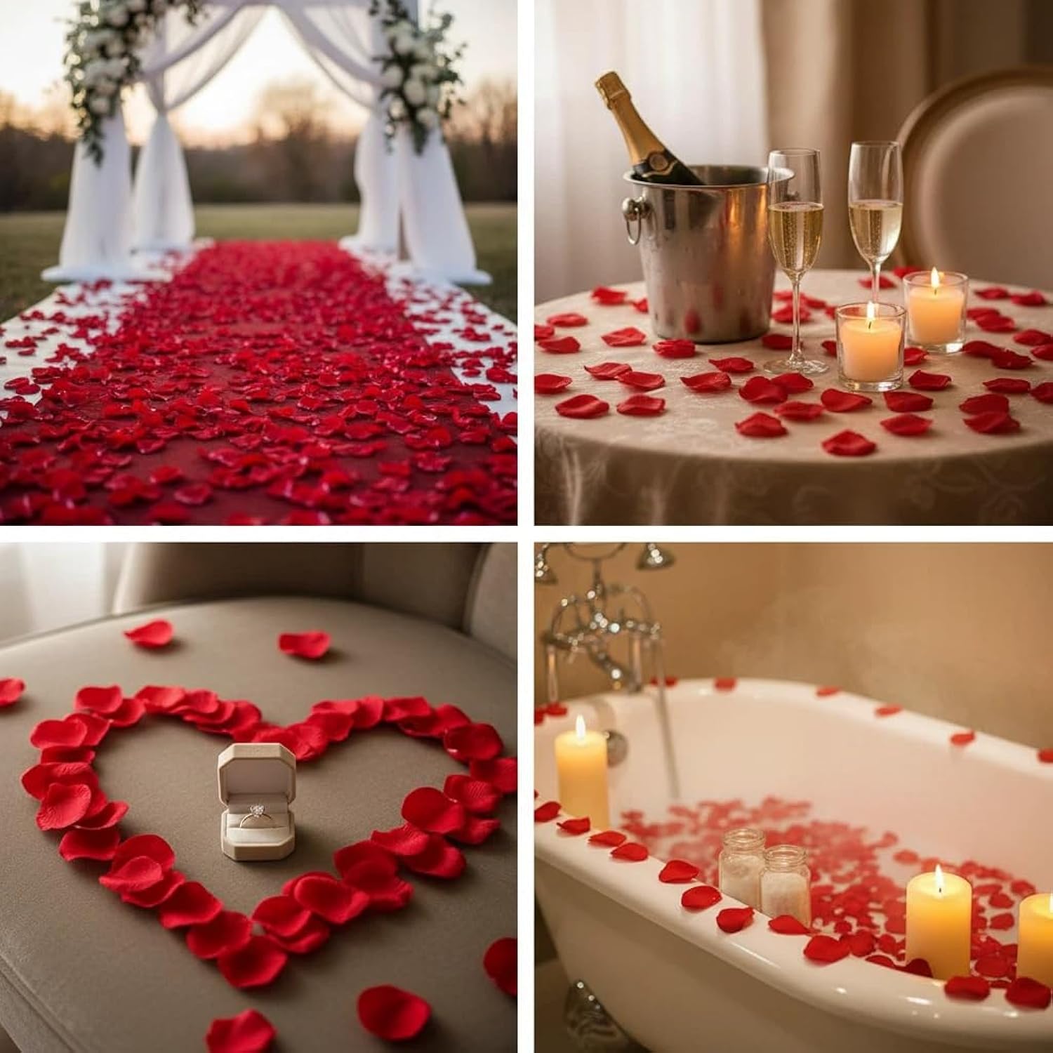 3000Pcs Red Rose Petals For Romantic Night For Her Set, Artificial Roses Flower Petals For Romantic Night, Valentines Day Decor And Wedding, Event, Party, Decorations, Decoration Wedding Party