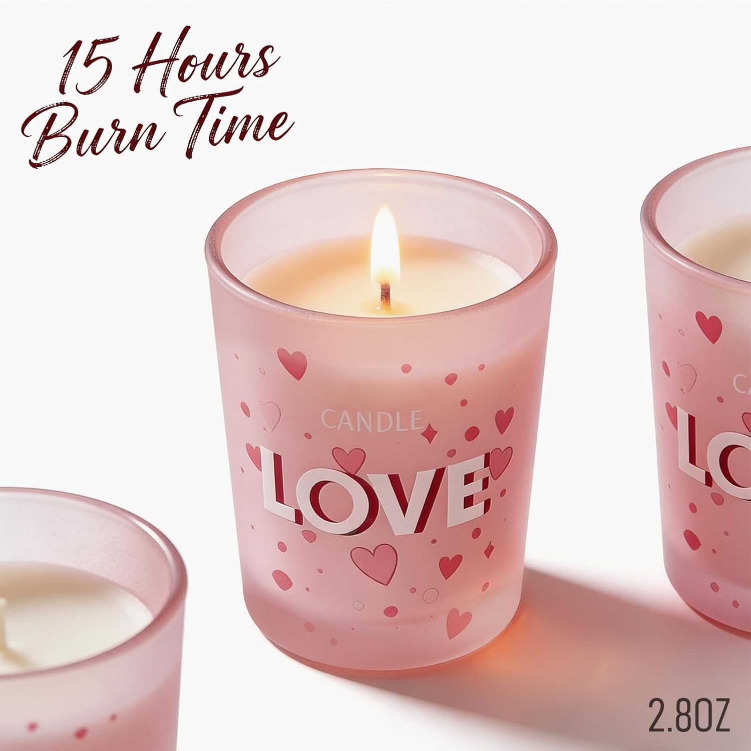 Valentine'S Day Scented Candles, 3 Pack Pink Candles In Glass, Pear & Freesia, Perfect Valentine'S Gift For Wife, Girlfriend, 2.8 Oz Aromatherapy Candle