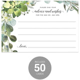 Lush Greenery Advice And Wishes Cards For The Bride And Groom / 50 Marriage Advice Note Cards / 4" X 6" Newlyweds Blank Advice Cards/Greenery Bridal Shower Décor And Games