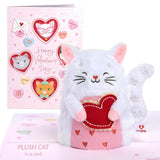 Plushpop Soft Animal Pop-Up Card For Her And Him - 3D Happy Valentine Greeting Card For Boys, Girls, Men, Women - Love Cat - 6" X 8" Card