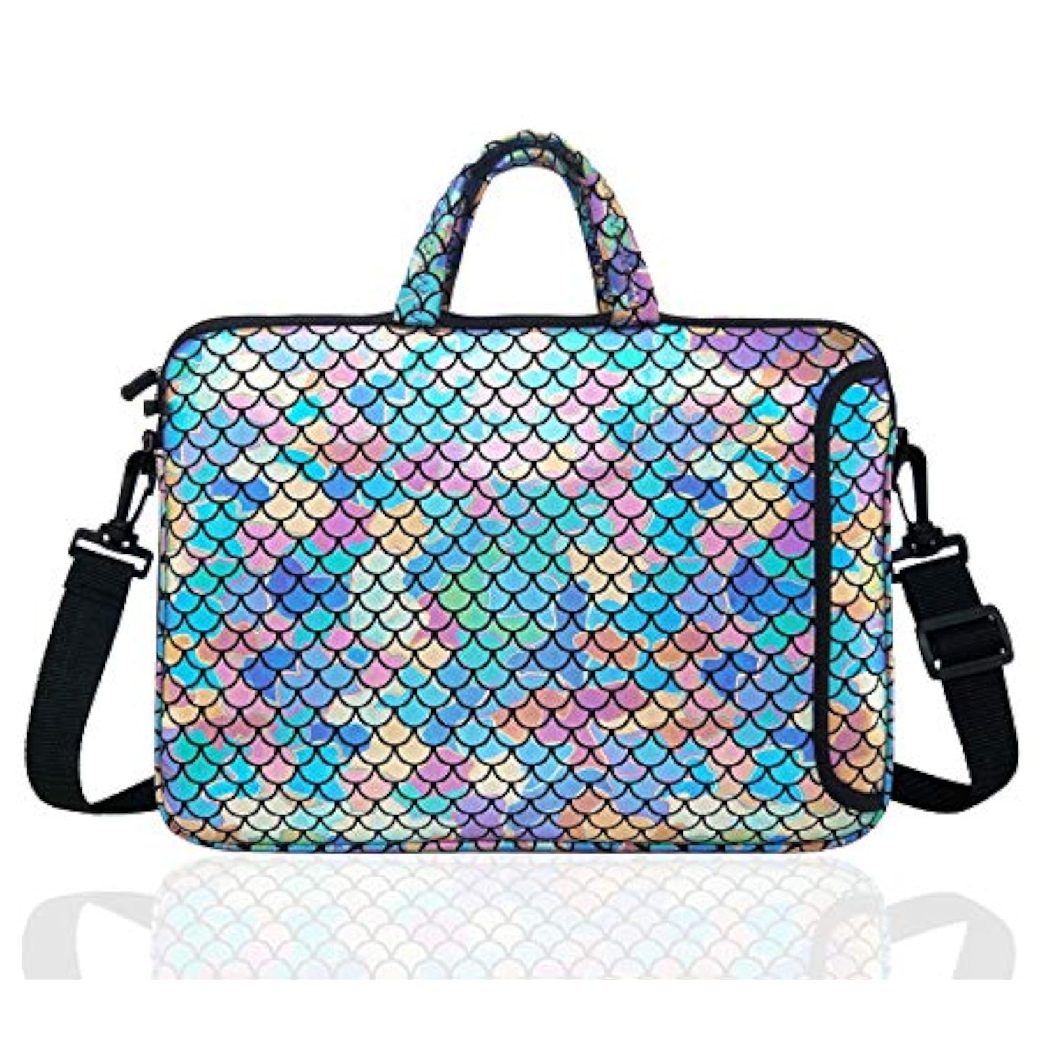 15.6-Inch Laptop Shoulder Carrying Bag Case Sleeve For 14" 15" 15.6 Inch Macbook/Notebook/Ultrabook/Chromebook, Mermaid Scale (Colorful)
