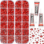 11000Pcs Red Rhinestones With B7000 Glue For Crafts Clothing Clothes Nails Crafting Shoes Tumblers Tshirt, Rinestones Flatback Gems Flat Back Crystals Diamonds 2-5Mm Assorted Mixed Sizes