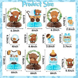 12Pcs Greenery Highland Cow Honeycomb Centerpieces Blue Highland Cattl