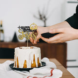 1Pcs Happy Birthday Cake Topper Glitter Black-Gold Jesus Birthday Cake Pick Merry Christmas Cake Decorations For Nativity Scene Christmas Birthday Party Supplies
