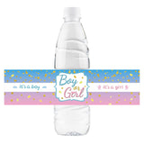 32 Pcs Gender Reveal Water Bottle Labels, Boy Or Girl Water Bottle Labels, Baby Shower Party Bottle Wrappers, Baby 1St Birthday Party Water Labels - Blue & Pink Glitter