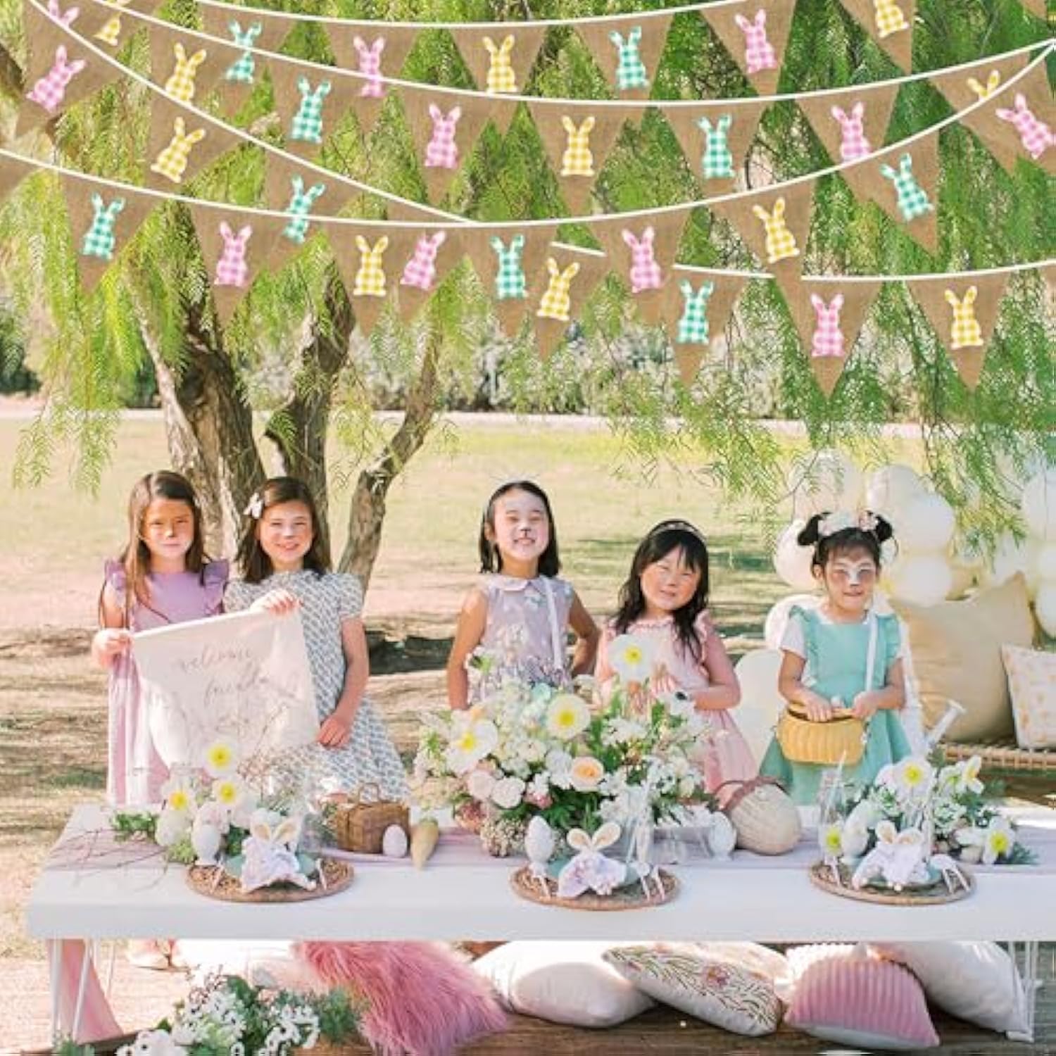 32Ft Hot Pink Green Flamingo Pennant Banner Fabric Triangle Flag Bunti