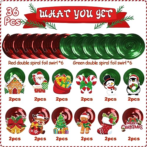 36pcs Christmas Hanging Foil Swirls, Xmas Hanging Decoration Christmas Foil Ceiling Hanging Swirls for Indoor Outdoor Christmas Holiday Party Supplies
