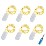 6 Pack Battery Operated Fairy Lights CR2032 6.6FT 20 LED Warm White Silver Wire String Lights for Bedroom Christmas Wedding Party DIY Decoration