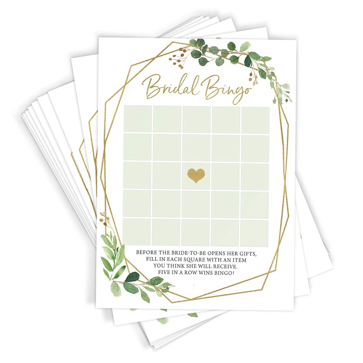 Bridal Shower Games – Bingo Game With Blank Squares To Guess The Bride’S Gifts, Fun Wedding Shower Activity, Botanical Greenery Theme, 50 Guests