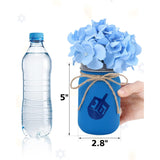 Hanukkah Mason Jar Floral Arrangement Table Centerpiece Hanukkah Home Decor Hanukkah Tiered Tray Decor With Faux Plants Artificial Blue Flowers Set Of 3