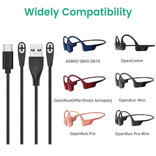 2 Pack USB & USB C Magnetic Charger Cable for Shokz OpenRun Pro Aeropex OpenComm Headphones