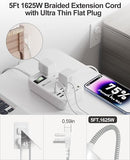 Travel Power Strip 4 Outlets 6 USB Ports 2 USB C 5FT Braided Extension Cord Surge Protector