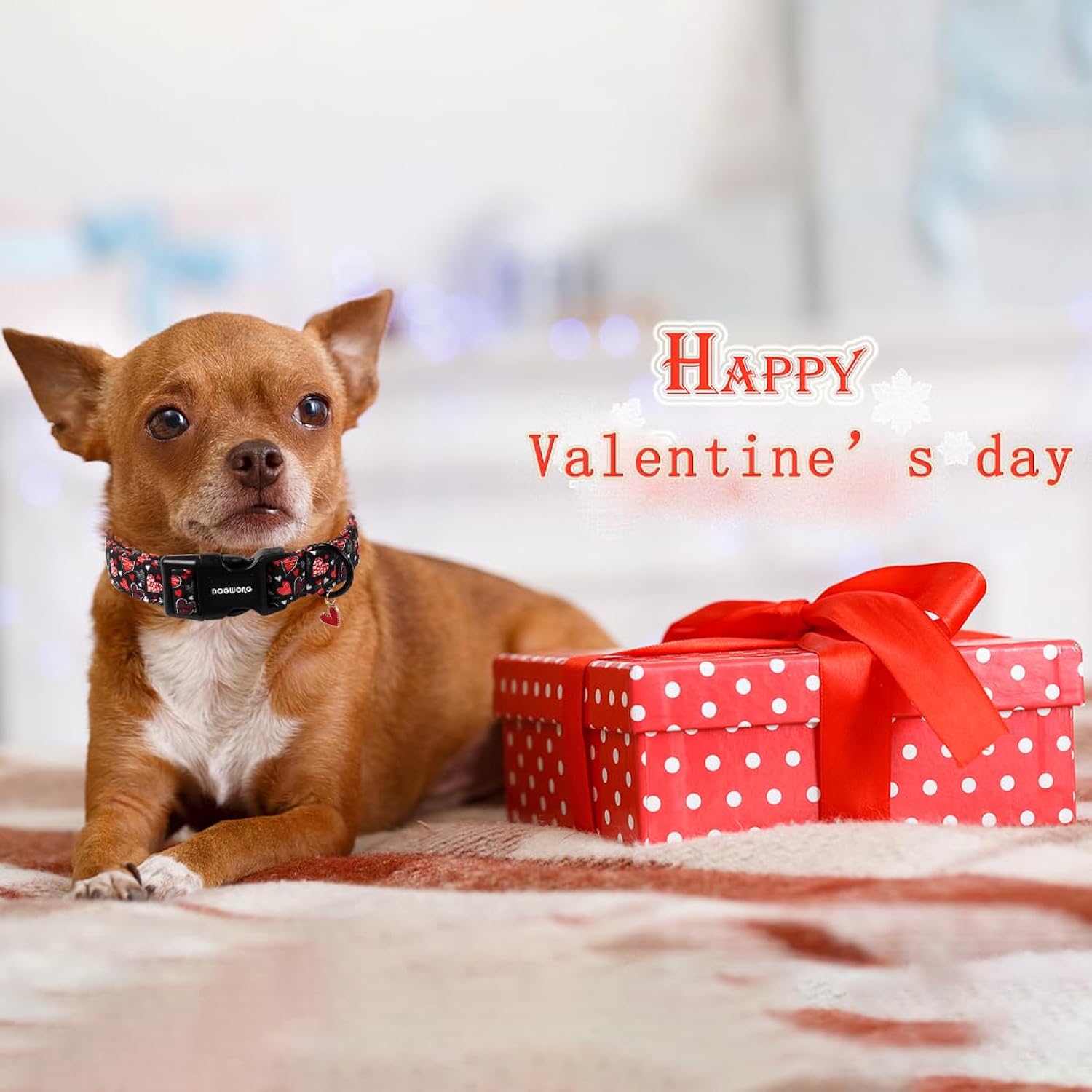 Valentine'S Day Dog Collar, Red Heart Dog Collars Female Or Male Adjustable Cotton Pet Collar With Quick Release Buckle For Small Medium Large Dogs,Xs