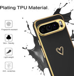 Google Pixel 9 Pro XL Case, Heart Design, Soft TPU, Shockproof, Non-Slip, Black