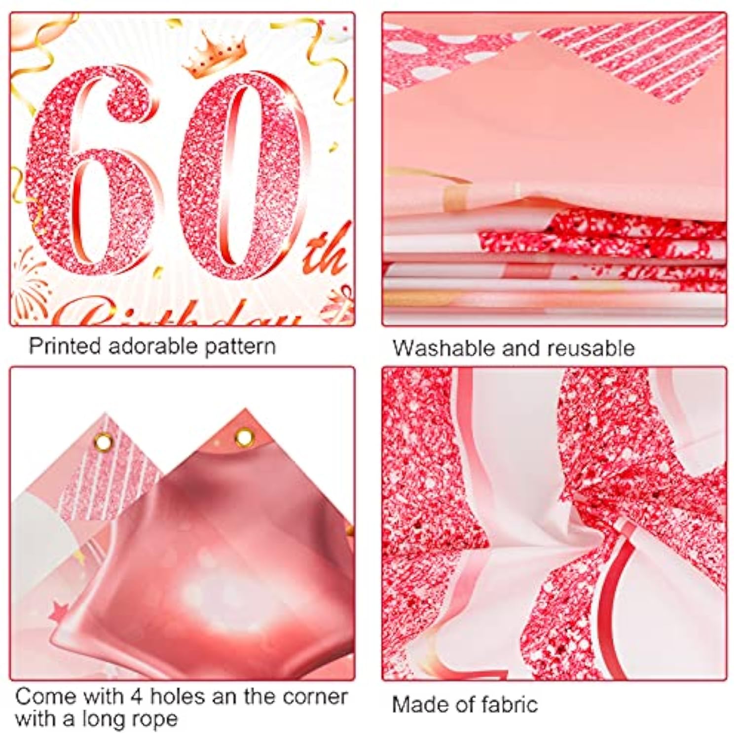 Rose Gold 60Th Birthday Party Decoration For Woman, Rose Gold 60Th Bir