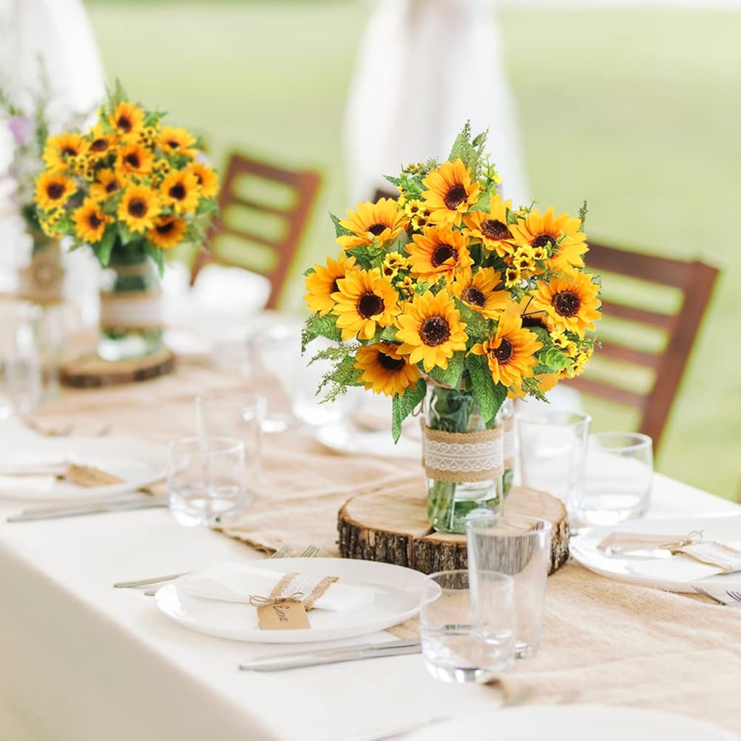 Artificial Sunflower Bouquets,2 Bunches Fake Flowers For Outdoors Baby Shower Home Wedding Fall Decor, Bride Holding Flowers,Diy Garden Craft Art Decor