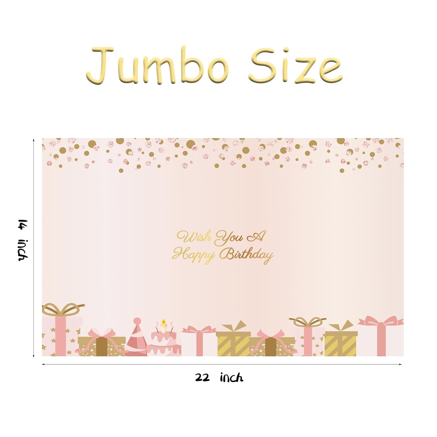 Jumbo Birthday Card With Envelope, 22 X 14 Inch Pink Gaint Greeting Card For Women, Extra Large Happy Birthday Guest Book, Oversize Birthday Party Signs Decorations Supplies For Girls Mother Daughter