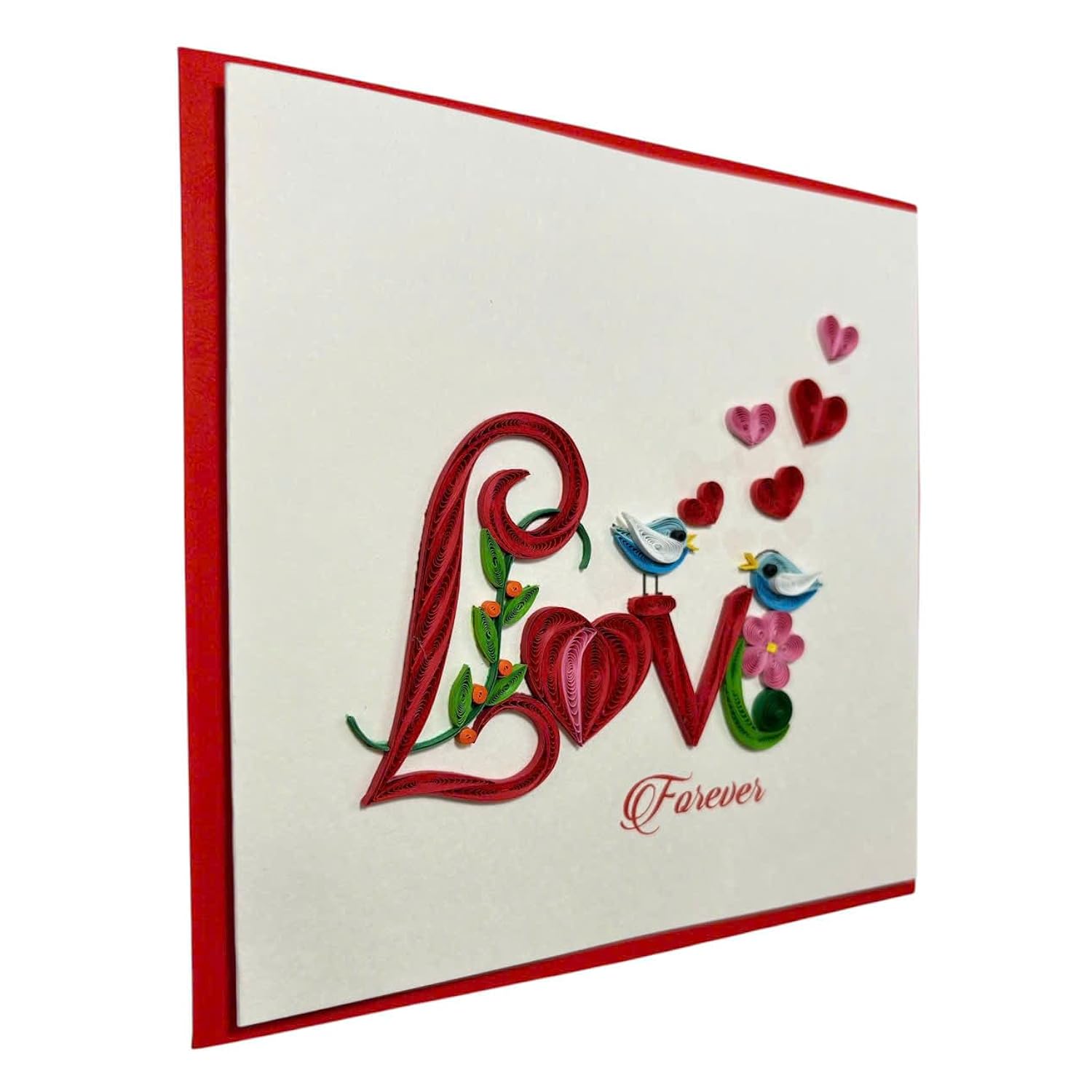 Handcraft Quilling Love Greeting Card For Him, Her, Gift For Husband, Wife, Boyfriend, Girl Friend Or Mom, For Anniversary, Valentine'S Day, Thank You Card, Blank Inside, Includes Envelope.