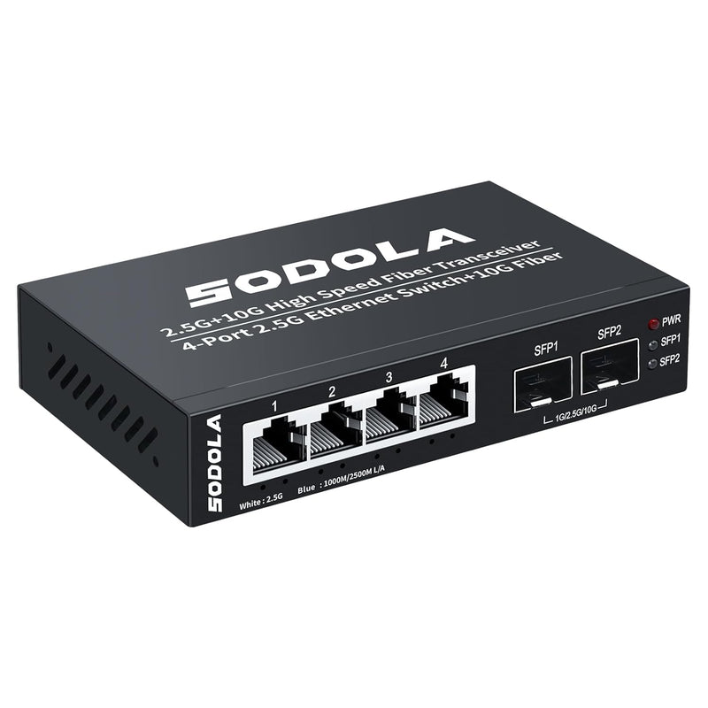 6 Port 2.5G Umanaged Ethernet Switch,4X 2.5Gbase-T Ports,2X 10G Sfp, 60Gbps Sw