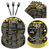 40Th Birthday Decorations For Men Women, 96Pcs Back In 1985 Birthday Party Plates And Napkins Forks Supplies, Black Gold Aged To Perfection Birhday Disposable Party Tableware Decor (24 Guests)