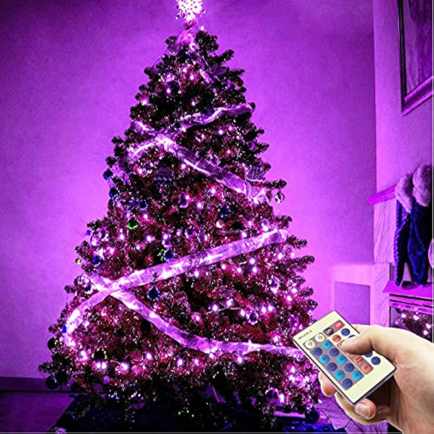Dimmable Purple Fairy Lights Plug In, Waterproof Silver Wire 165 Ft 500 Led Starry String Lights With Remote For Christm