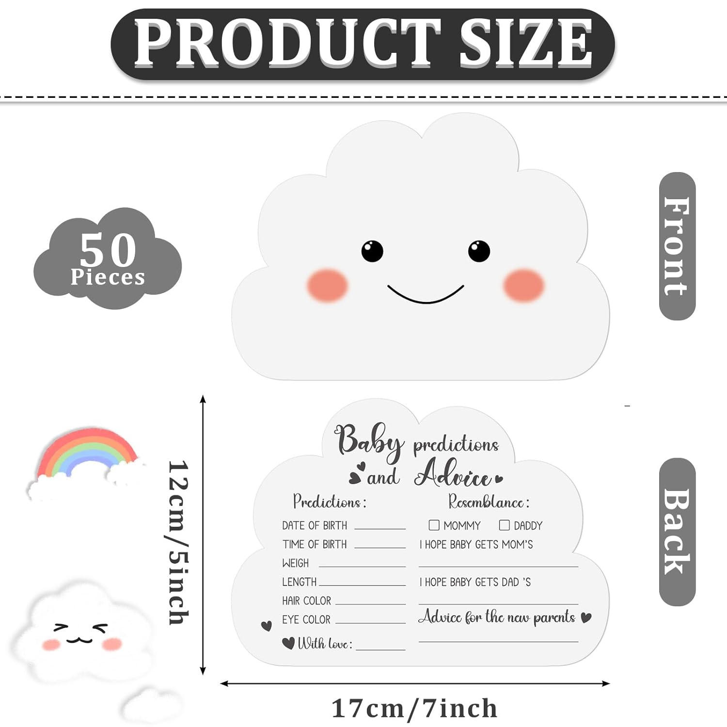 Cloud Baby Prediction Cards Baby Shower Advice Cards For Parents To Be Cloud Baby Shower Gender Reveal Decorations Baby Wishes Cards For Boy Or Girl Party New Parents Baby Shower Games Activities