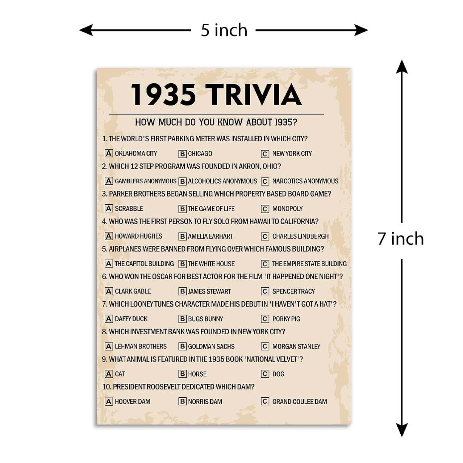 90Th Birthday Party Games, 1935 Trivia Games, Birthday Party Supplies For Adults, Fun 1935S Party Game?Pack Of 30 Cards