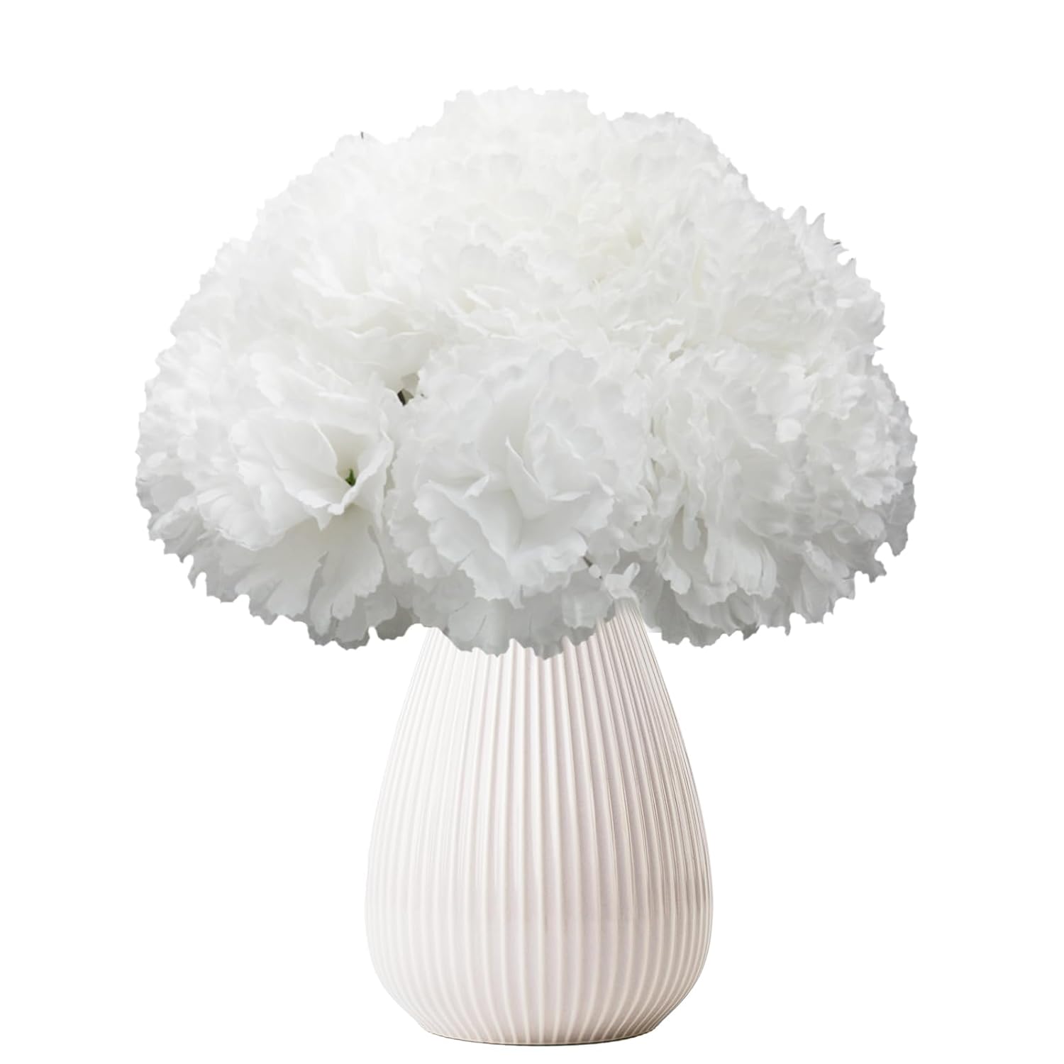 Artificial Carnation Flower, 50Pcs Silk Faux Flower Heads With Stem, For Diy Wreath, Wedding Decor, Handmade Flowers, Table Centerpieces, Home Decor, Baby Shower, Graduation Decor (50, White)