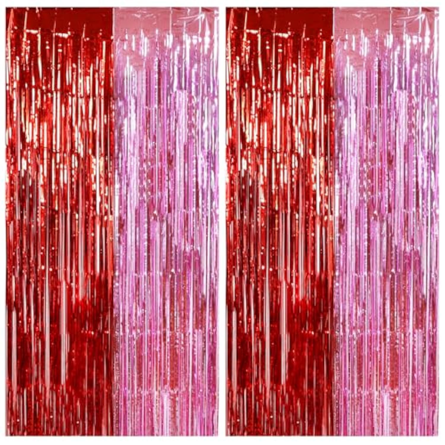 Valentine'S Day Door Streamers,Red And Pink Photo Booth Backdrop Metallic Streamers Foil Fringe Curtain For Birthday Valentine'S Day Bridal Shower Engagement Party Decoration