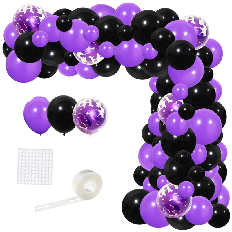 Purple Black Balloon Garland Arch Kit - 117Pcs Black And Purple Balloo