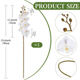 White Orchids Artificial Flowers 5Pcs Fake Orchid 35.4" Long Stem Faux White Flowers Silk Orchids That Look Real For Bridal Shower Home Party Wedding Decoration