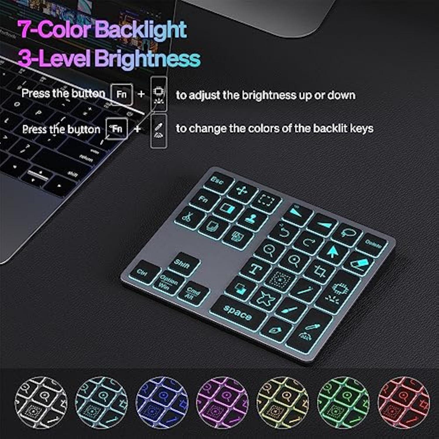 Backlit Buetooth Keypad For Ipad Procreate, Rechargeable Keyboard For Procreat