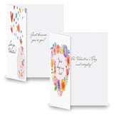 Current Paintbox Valentine Greeting Card - 8 Card Pack With White Envelopes, 4 Valentine Designs, Large 5" x 7" Cards with Sentiments