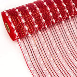 Snowball Red Metallic Mesh Ribbon, Deco Mesh 10 Inch X 30 Feet(10Yard)