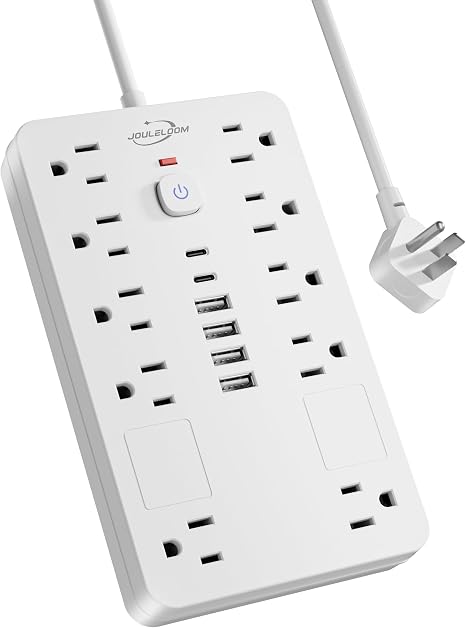 Surge Protector Power Strip 10 Outlets 6 USB Ports 2 USB C 6FT Extension Cord Black