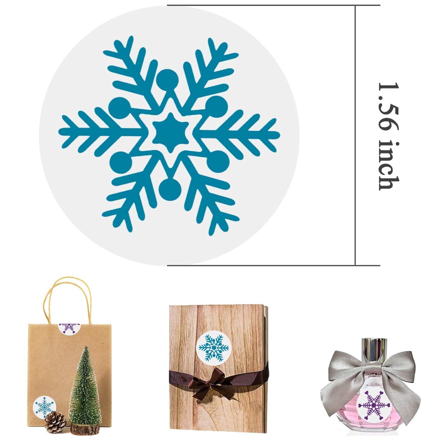 Multiple Snowflakes Stickers 1000 Pcs Xmas/Winter Wonderland/Holiday Party Favors Decorations Cards Envelope Seals Sticker Decals,12 Different Design(Christmas Snowflake)