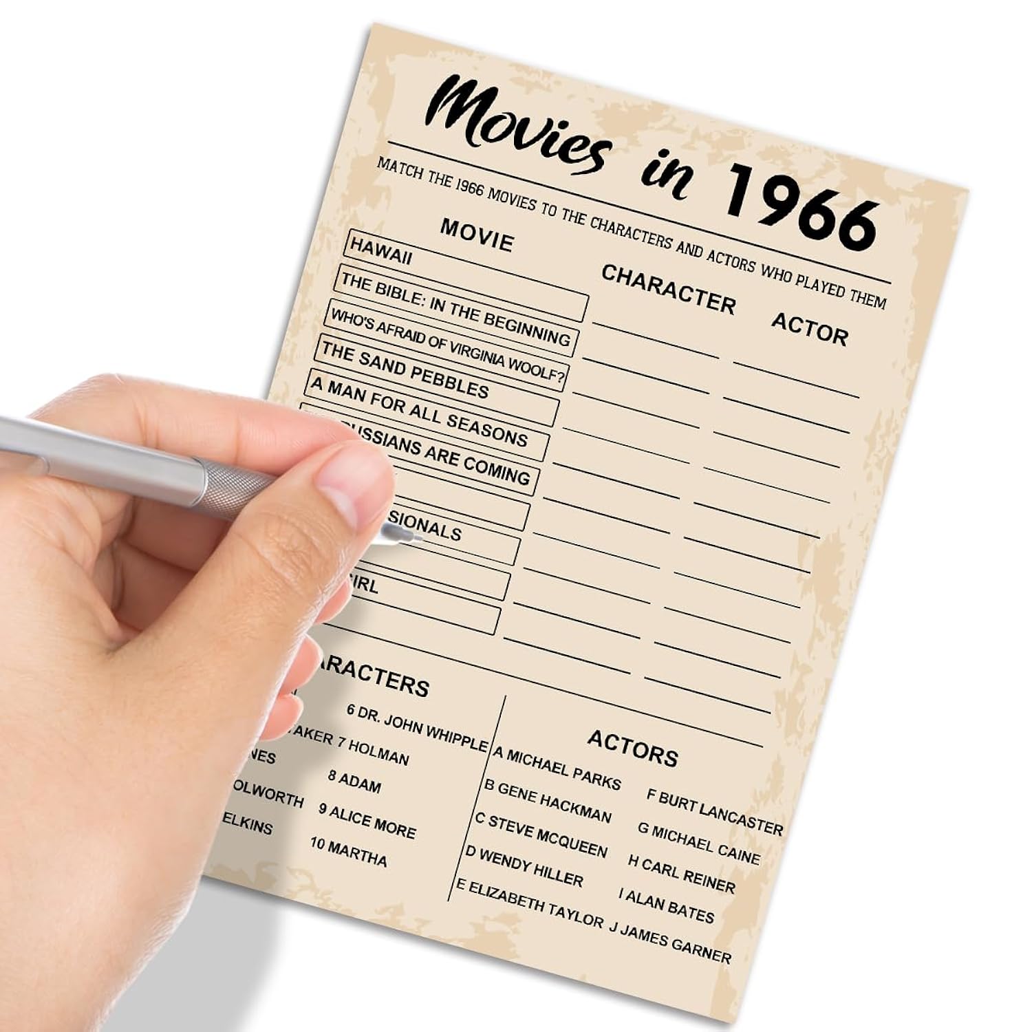 60Th Birthday Party Games, Movies In 1966 Games, Birthday Party Supplies For Adults, Fun 1966S Party Game?Pack Of 30 Cards