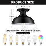13 Inch Farmhouse Black Cage Ceiling Light Semi Flush Mount Fixture