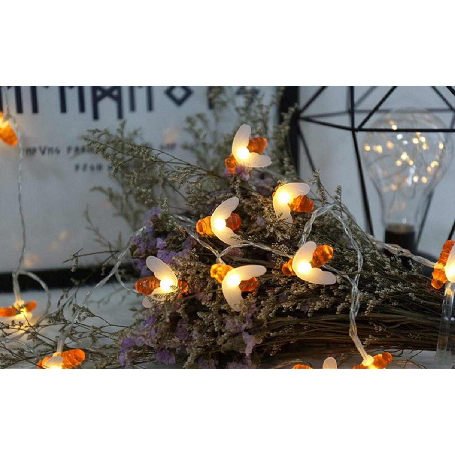 Honeybee Fairy String Lights, Plug In String Lights 16Ft 50 Led Warm White Lights For Party/Birthday/Wedding/Christmas I
