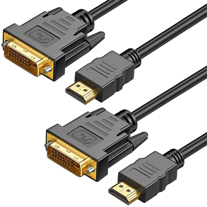 Hdmi To Dvi Adapter Cable 6Ft, 2-Pack Bi-Directional 1080P Dvi-D To Hdmi Cable