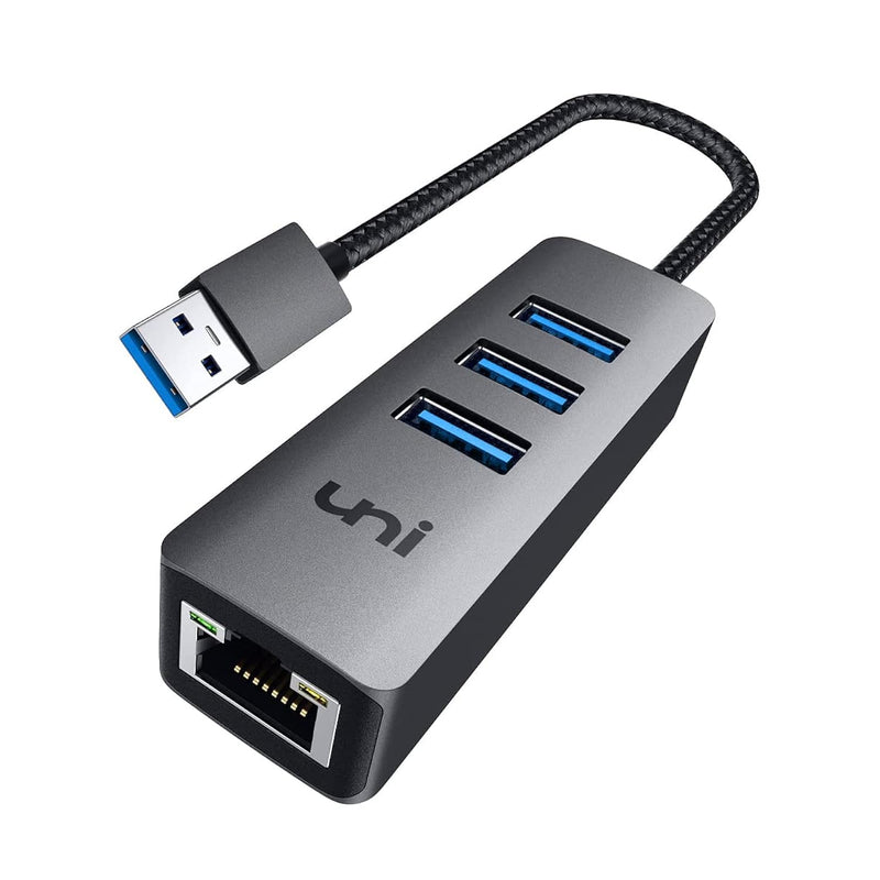 USB 3.0 to Ethernet Adapter, uni [High-Speed Gigabit] Network Hub, 4-in-1 Mult