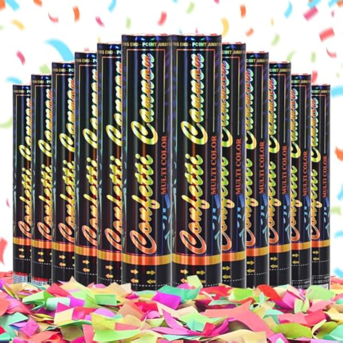 12 Pack Multicolor Biodegradable Confetti Cannons for Party Celebrations