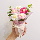 Crochet Flower Bouquet: Handmade Knitted Bouquet For Mother'S Day Birthday Home Decor Girlfriend Wedding Grandma Bday Gift(Pink)