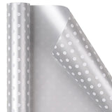 30 Inch Reversible Silver Wrapping Paper - Silver And Polka Dot Wrapping Paper For Birthday, Christmas, Wedding, Baby Shower - 30 Inch X 33 Feet