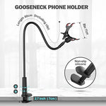 Gooseneck Phone Holder, 360° Adjustable Clamp for Bed/Desk, Fits All Phones